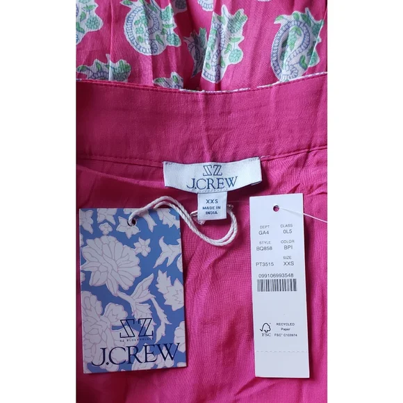 81. SZ Blockprints™ X J.Crew tie-front tiered maxi dress in bright-pink paisley - Picture 12 of 13